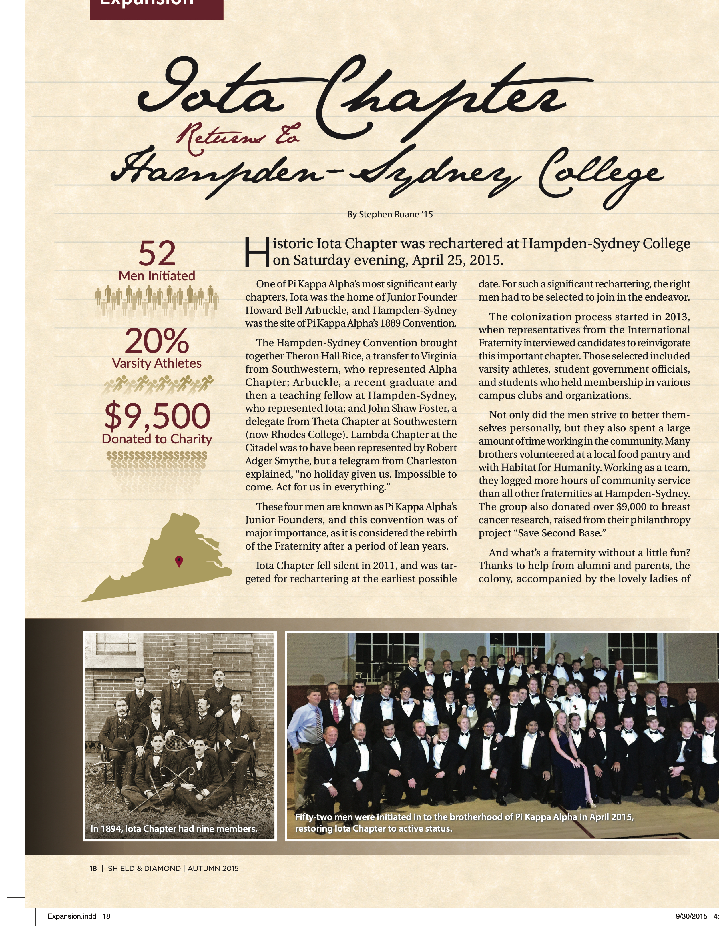 Expansion: Iota Chapter Return to Hampden-Sydney College